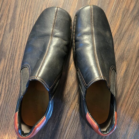COLE HAAN Men's Black Leather & Tan Heel Slip-On Loafer SIZE 11M - Picture 6 of 9